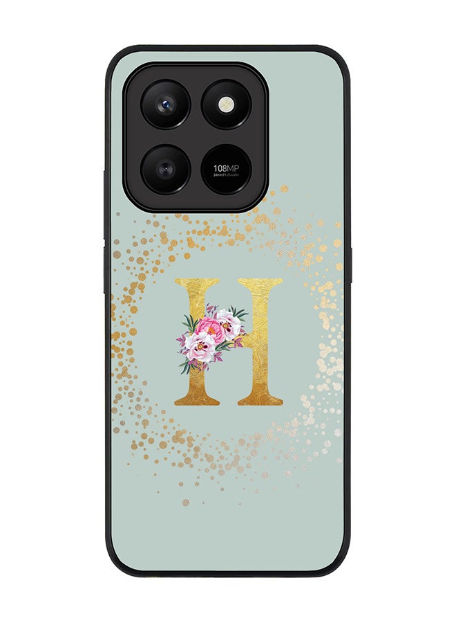Stylizedd For Honor X7d 4G / X7d 5G / 400 Smart Case,Slim fit Camera Protection, Shockproof Thin Phone cover  - Custom Monogram Floral - H  (Light Grey ) - Image 1